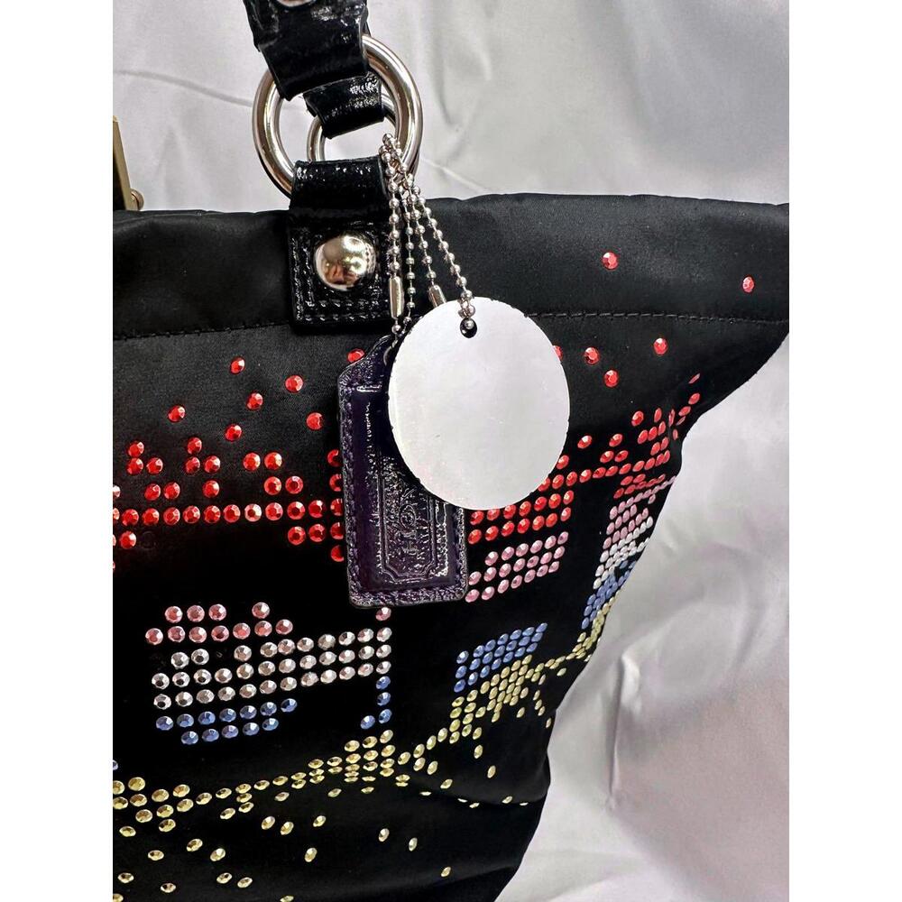 Coach Special Holiday Edition Tote Bag W/Multi Colored Rhinestones Black, EUC - Picture 4 of 12